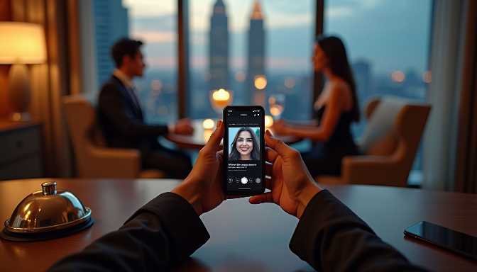 Person taking photo of couple on date night with smartphone